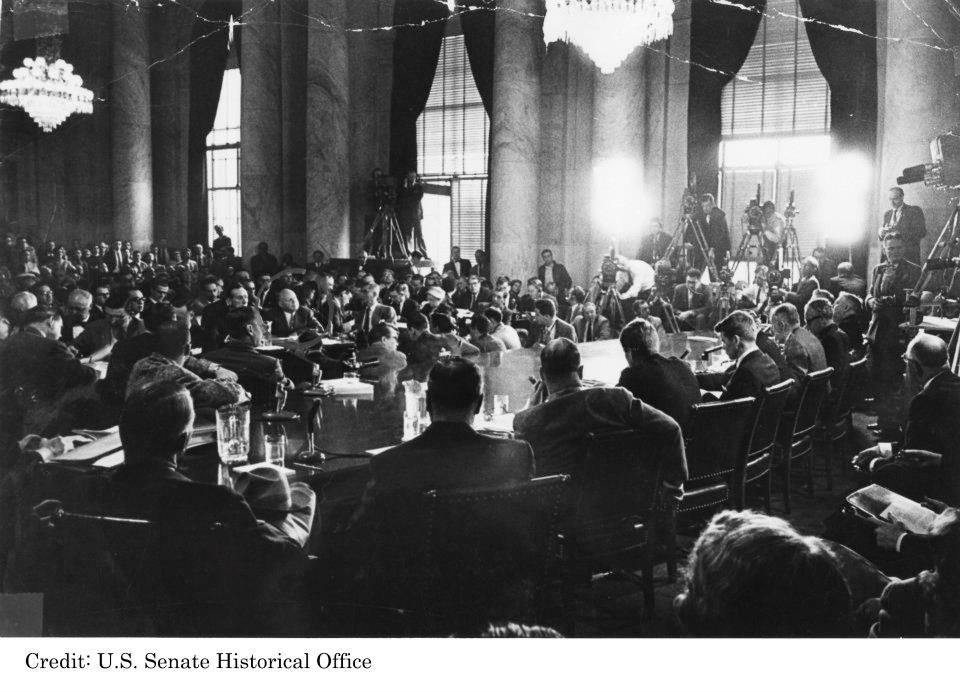 The Permanent Subcommittee on Investigations meets in 1957